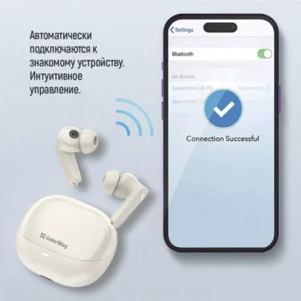 Bluetooth-гарнитура СolorWay Slim TWS-1 Earbuds Long Life Beige (CW-TWS1BE)