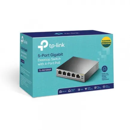 Коммутатор TP-Link TL-SG1005P (1хGE, 4xGE PoE, max 53W)