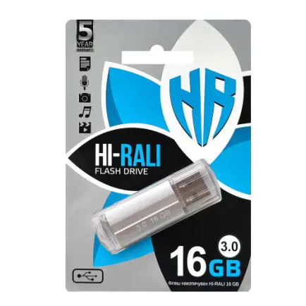 Флеш-накопитель USB3.0 16GB Hi-Rali Corsair Series Silver (HI-16GB3CORSL)