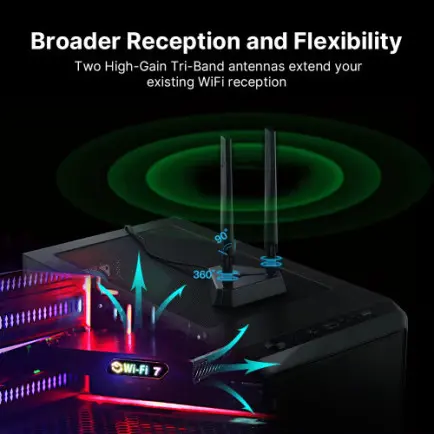 Беспроводной адаптер Fenvi FV-BE8800RGB Wi-Fi 7, Bluetooth 5.4 Gaming Tri Band 2.4G/5G/6GHz