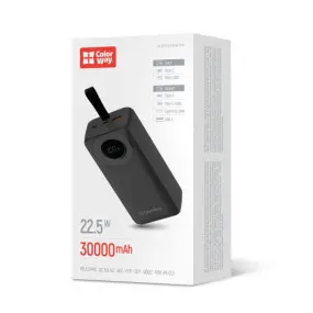 Універсальна мобільна батарея ColorWay EnergyPlus 30000mAh Black (CW-PB300LPB4BK-PDD)