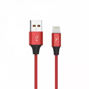 Кабель SkyDolphin S55L Neylon USB - Lightning 1м, Red (USB-000435)