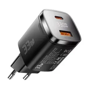 Сетевое зарядное устройство Essager Gamet 33W GaN Digital Display A+C Black (ECT33W-GMB01-Z)
