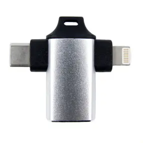 Адаптер Dengos OTG USB-Lightning/USB Type-C Silver (ADP-022)