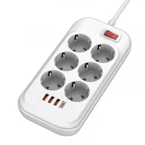 Фільтр живлення ColorWay CW-CHE64PDW 6 розеток, 4USB (Type-C PD20W + 3USB QC3.0)