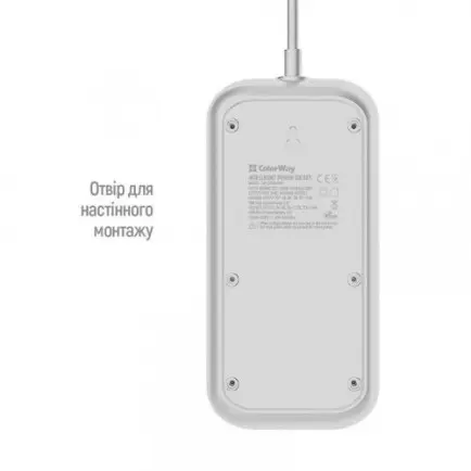 Фільтр живлення ColorWay CW-CHE64PDW 6 розеток, 4USB (Type-C PD20W + 3USB QC3.0)