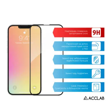 Защитное стекло ACCLAB Full Glue для Apple iPhone 14 Black (1283126541957)
