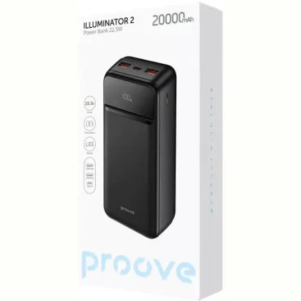 Универсальная мобильная батарея Proove Illuminator 2 22.5W 20000mAh Black (PBIP20212201)