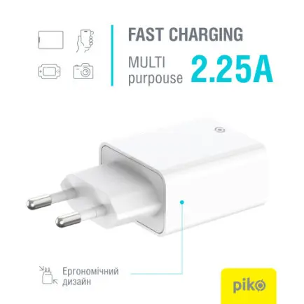 Мережевий зарядний пристрій Piko TC-PD452 (1USB-Cx3A, 1USBx3A)