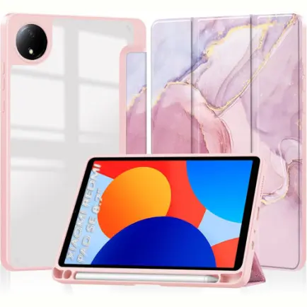 Чехол-книжка BeCover Soft Edge TPU для Xiaomi Redmi Pad SE 8.7 Pink Marble (712576)