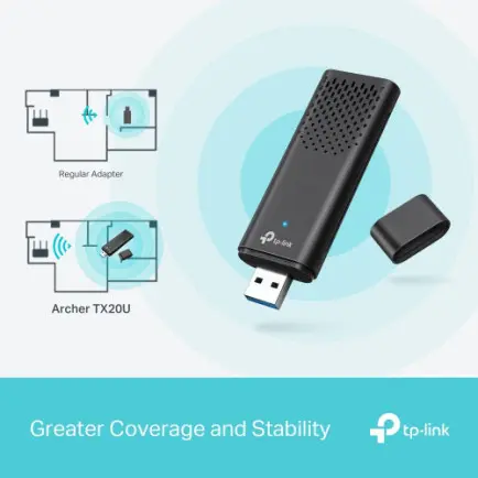 Беспроводной адаптер TP-Link Archer TX20U (AX1800, Wi-Fi 6, USB-адаптер)