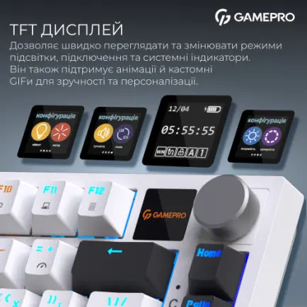 Клавиатура беспроводная GamePro Asgard Valhalla QLAB Sakura Switch White With Display (MK160-W-D-QS-PRO)