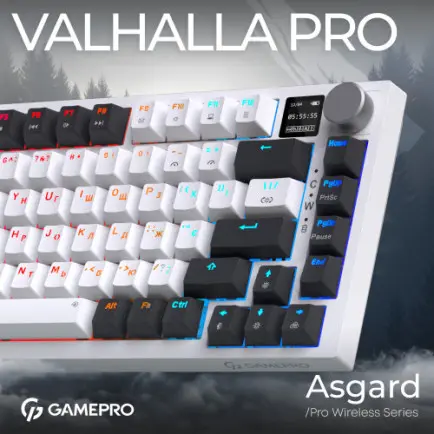 Клавиатура беспроводная GamePro Asgard Valhalla QLAB Sakura Switch White With Display (MK160-W-D-QS-PRO)