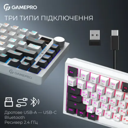 Клавиатура беспроводная GamePro Asgard Valhalla QLAB Sakura Switch White With Display (MK160-W-D-QS-PRO)