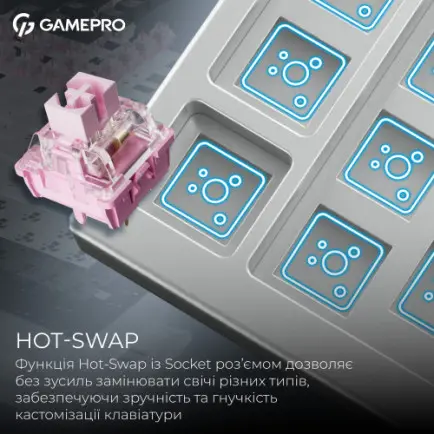 Клавиатура беспроводная GamePro Asgard Valhalla QLAB Sakura Switch White With Display (MK160-W-D-QS-PRO)