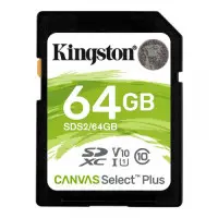 Карта памяти SDXC  64GB UHS-I Class 10 Kingston Canvas Select Plus R100MB/s (SDS..