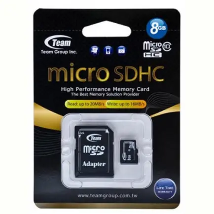 Карта пам`ятi MicroSDHC 8GB Class 10 Team + SD-adapter (TUSDH8GCL1003)