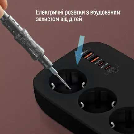 Фільтр живлення ColorWay CW-CHE34PDB GaN3 Pro PD 65W (2USB-A + 2 TYPE-C)