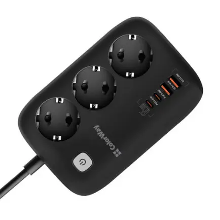 Фільтр живлення ColorWay CW-CHE34PDB GaN3 Pro PD 65W (2USB-A + 2 TYPE-C)