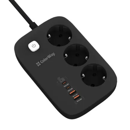 Фільтр живлення ColorWay CW-CHE34PDB GaN3 Pro PD 65W (2USB-A + 2 TYPE-C)