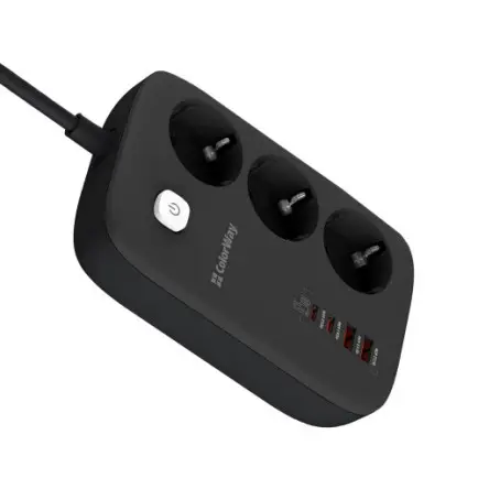 Фільтр живлення ColorWay CW-CHE34PDB GaN3 Pro PD 65W (2USB-A + 2 TYPE-C)