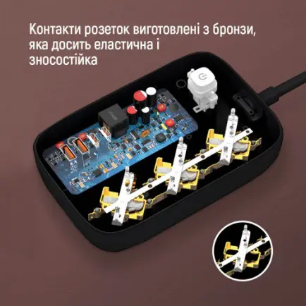 Фільтр живлення ColorWay CW-CHE34PDB GaN3 Pro PD 65W (2USB-A + 2 TYPE-C)