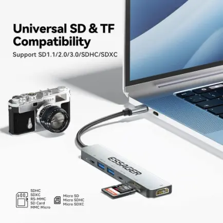 USB-хаб Essager QingHong 7 in 1 USB-C Hub (EHB07-QH0G-Z)