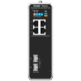 Коммутатор Ruijie Reyee RG-NIS2100-4GT2SFP-HP (3xGE PoE+,1xGE PoE++, 2xSFP Uplink, Cloud Managed, L2, max PoE 180W, industrial, IP40, питание 46-57V)