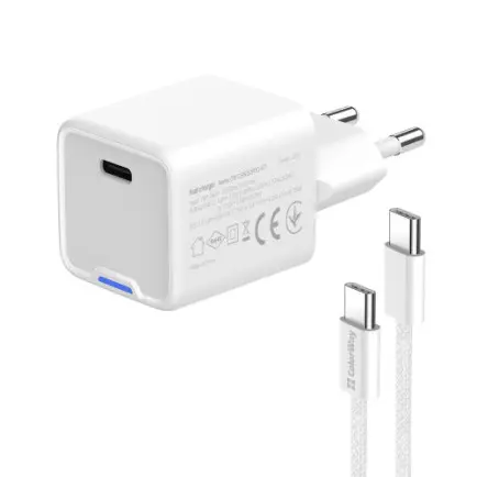 Сетевое зарядное устройство ColorWay GaN Mini 25W PD Port PPS USB-C White (CW-CHS052PDC-WT)