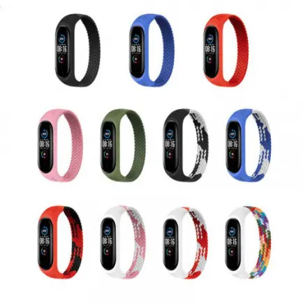 Ремешок BeCover Elastic Nylon Style для Xiaomi Mi Smart Band 5/Mi Smart Band 6 Size S Pink/White (706142)