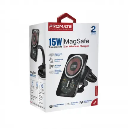Автомобильное зарядное устройство с держателем Promate LucidMount-15 Black