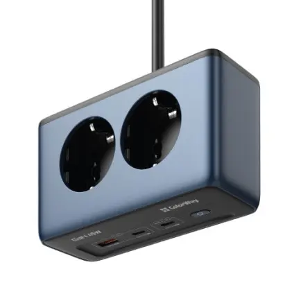 Фільтр живлення ColorWay CW-CHE25PDB 45W 2 розетки, 1xUSB-A 2xUSB-C, 2 м, синій