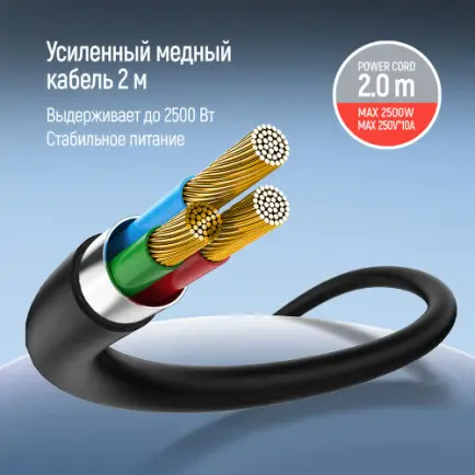 Фільтр живлення ColorWay CW-CHE25PDB 45W 2 розетки, 1xUSB-A 2xUSB-C, 2 м, синій