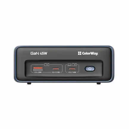 Фільтр живлення ColorWay CW-CHE25PDB 45W 2 розетки, 1xUSB-A 2xUSB-C, 2 м, синій
