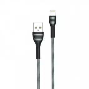 Кабель ColorWay USB-Lightning, braided cloth, 3А, 1м, Gray (CW-CBUL041-GR)