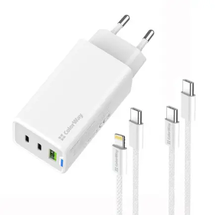 Сетевое зарядное устройство ColorWay GaN Mini 65W PD Port PPS USB (USB-2C1A)
