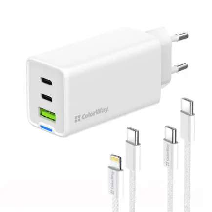 Сетевое зарядное устройство ColorWay GaN Mini 65W PD Port PPS USB (USB-2C1A)