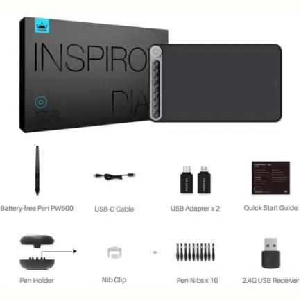 Графический планшет Huion Inspiroy Dial Q620M + перчатка