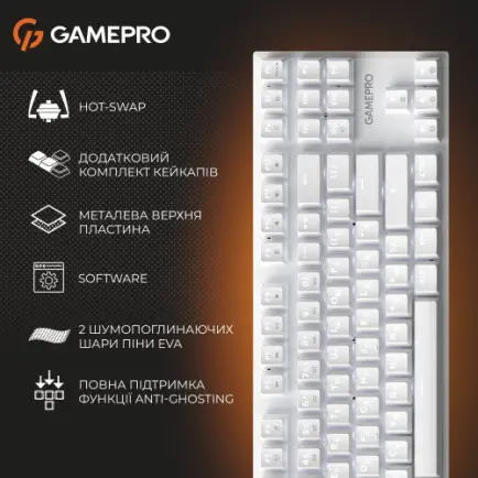 Клавиатура GamePro Genesis Joker MK124W Outemu Red Swithes USB White
