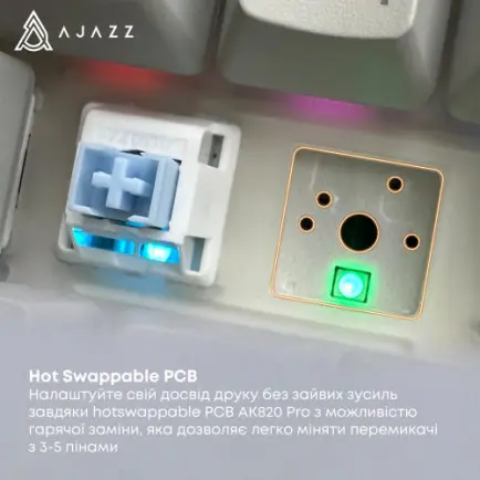 Клавіатура бездротова Ajazz AK820 Pro Flying Fish Switch Purple RGB With Screen (AK820PRO-FF-PWB)