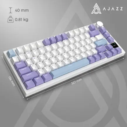 Клавіатура бездротова Ajazz AK820 Pro Flying Fish Switch Purple RGB With Screen (AK820PRO-FF-PWB)