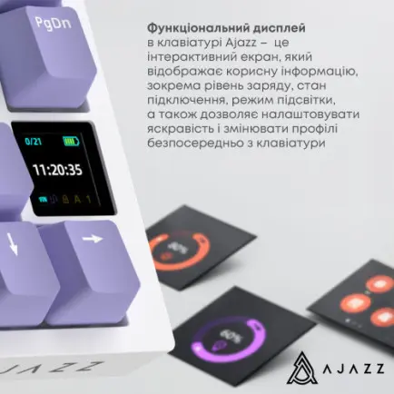 Клавіатура бездротова Ajazz AK820 Pro Flying Fish Switch Purple RGB With Screen (AK820PRO-FF-PWB)