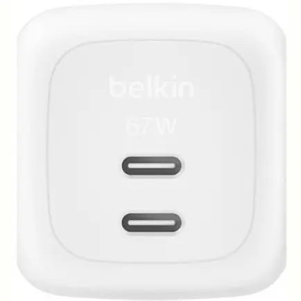 Сетевое зарядное устройство Belkin BoostCharge Pro New Dual USB-C GaN Wall Charger 67W White (WCH020KQWH)