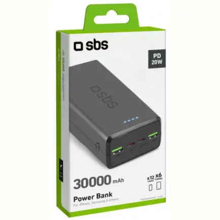 Универсальная мобильная батарея SBS 30000 mAh 20W Black (TTBB30000PD20K)