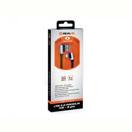 Кабель REAL-EL Premium USB2.0 AM-Lightning 1m, черний