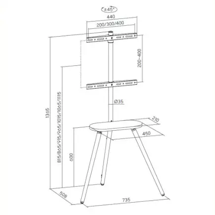 Напольная стойка OfficePro TVS226 (VESA400х400)