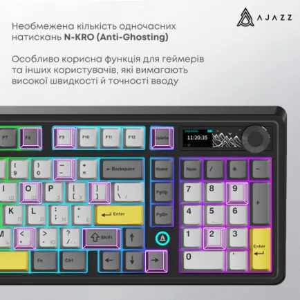 Клавиатура беспроводная Ajazz AK980 Clear Sky Switch Black (AK980-CS-BGY)