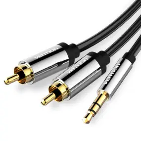 Кабель Vention AUX 3.5 mm M - 2xRCA M, 1 m, Black (BCFBF)