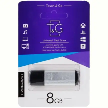 Флеш-накопитель USB 8GB T&G 121 Vega Series Silver (TG121-8GBSL)
