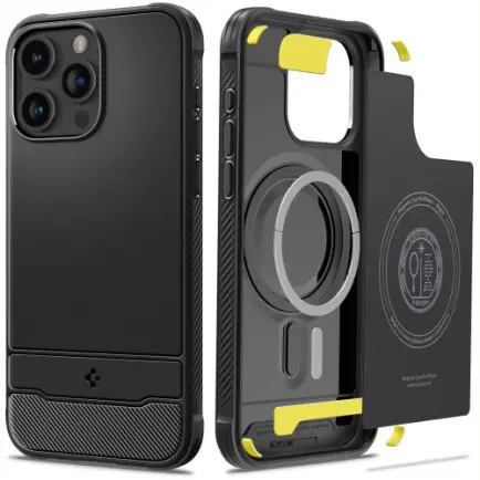 Чeхол-накладка Spigen Rugged Armor MagFit для Apple iPhone 15 Pro Matte Black (ACS06703)